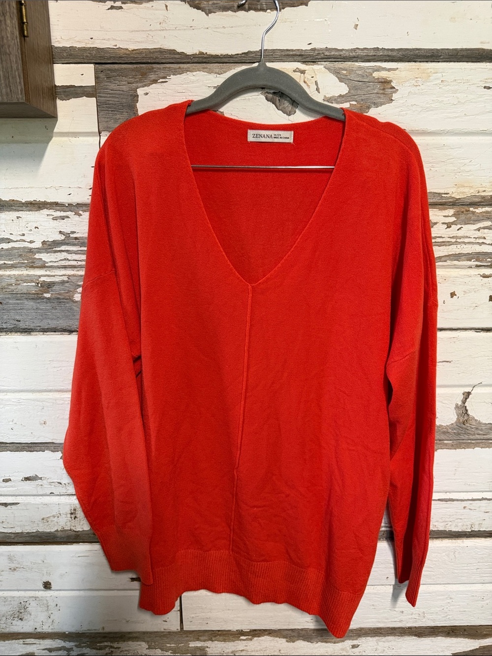 Zenana Outfitters orange V-Neck Pullover Sweater